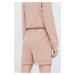 Bavlnené šortky Ellesse SGM13151-PINK, dámske, ružová farba, s nášivkou, vysoký pás