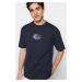 Trendyol Black Relaxed/Comfortable Fit Printed 100% Cotton T-Shirt