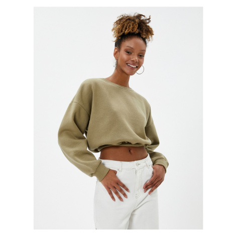 Koton Crop Sweatshirt Crew Neck Ribbed Waist Long Sleeve