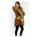 Bavlnená dámska zimná bunda parka v karamelovej farbe s kožušinovou podšívkou (xw793x)