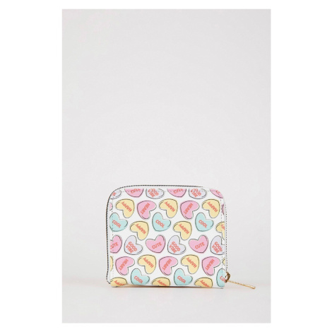 DEFACTO Women's Heart Patterned Faux Leather Wallet