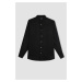 DEFACTO Regular Fit Polo Neck Linen Long Sleeve Shirt