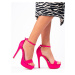 Dizajnové ružové dámske sandále na ihličkovom podpätku