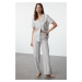 Trendyol Gray Striped Cotton Woven Pajama Set