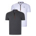 DUAL SET T8571 DEWBERRY ZIPPERED MENS T-SHIRT-ANTHRACITE-WHITE