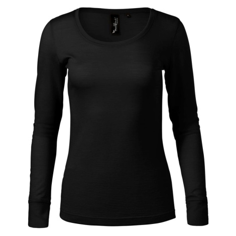 MALFINI Dámske tričko s dlhým rukávom Merino Rise LS - Čierna