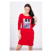 Dress with 3D graphics with zircons red