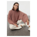 Trendyol Dusty Rose Wide Pattern Bat Sleeve Knitwear Sweater