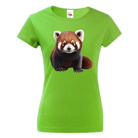 Dámské tričko s červenou pandou - krásny farebný motív s plnými farbami