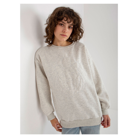 Light grey hoodless sweatshirt with embroidery