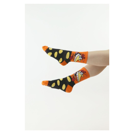 Veselé ponožky Cow and chicken oranžové Moraj