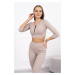 Žebrovaný crop top set tmavě béžový UNI