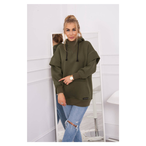 Insulated sweatshirt with turtleneck in khaki color