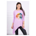 Oversize blouse with purple rainbow lips print