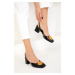 Soho Women's Black Patent Leather Classic Heeled Shoes 18884