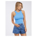 Women's Blue Ribbed Basic Tank Top Pieces Hand - Women's