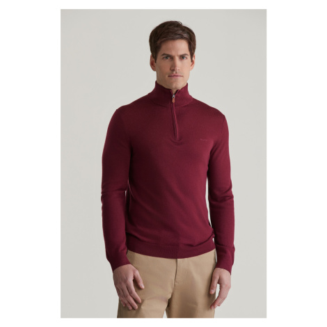 SVETER GANT EXTRAFINE MERINO WOOL HALF ZIP WINE RED