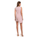 K014 Mini šaty s asymetrickým lemom - krepové ružové