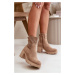 Women's ankle boots with zip eco suede beige Rashmi