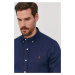 Košeľa Polo Ralph Lauren pánska,tmavomodrá farba,slim,s golierom button-down,710829443001