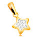Prívesok zo žltého zlata 585 - trblietavá päťcípa hviezda, číre zirkóny