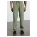 Trendyol Khaki Limited Edition 100% Linen Straight Fit Elastic Waistband Trousers