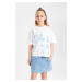 DEFACTO Girls Oversize Fit Printed Short Sleeve T-Shirt