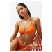 Trendyol Orange Triangle Gathered Bikini Top