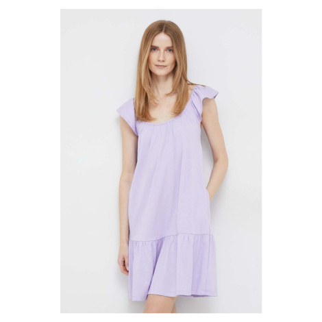 Šaty GAP fialová farba, mini, rovný strih