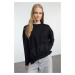 Trendyol Black Soft Touch Parachute Detailed Regular/Normal Fit Knitted Sweatshirt