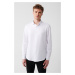 Avva Men's White Easy Ironable Classic Collar Dobby Regular Fit Shirt