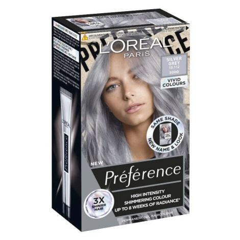 L'Oréal Paris Préférence Vivid Colors permanentná farba na vlasy 10.112 Soho - Silver Grey, 60+9