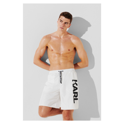 Plavky Karl Lagerfeld Karl Logo Long Boardshorts White