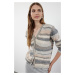 Trendyol Gray Soft Texture Color Block Knit Cardigan