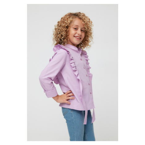 Trendyol Lilac Frill Front Girl Knitted Shirt