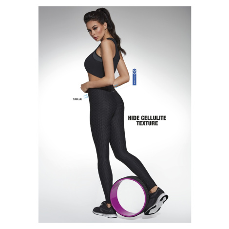 Bas Bleu AURA sports leggings black with wasp waist and cellulite-hiding structure and welt emph