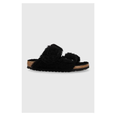 Vlnené papuče Birkenstock Arizona BB Shearling Arizona Big Buckle Shearling čierna farba, 102310