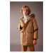 DEFACTO Boy's Water Repellent Removable Für Hooded Plush Lining Coat