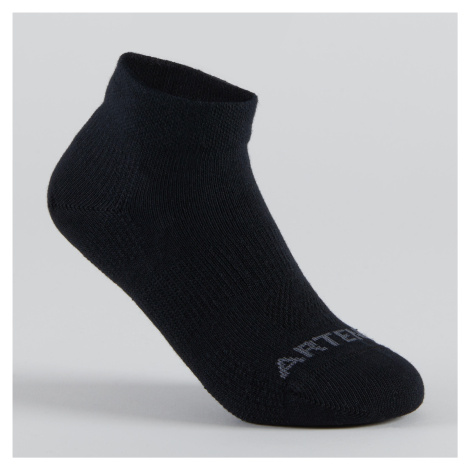 Detské športové ponožky RS 160 stredne vysoké 3 páry sivo-čierne ARTENGO