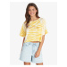 White-Yellow Women Patterned Cropped T-Shirt Roxy Aloha - Women