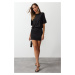 Trendyol Black Soft Fabric Fitted/Fitted Short Sleeve Stretchy Knitted Mini Pencil Dress