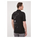 Bavlnené polo tričko Lacoste čierna farba, s potlačou