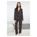 Trendyol Black Tiger Patterned Viscose Woven Pajama Set