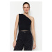 Trendyol Black Crop Lined Knitted Shimmer Bustier