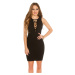 Sexy KouCla ripp knit dress sleeveless w. ruffles black Einheitsgroesse