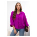 Oversized blouse with button fasteners in dark purple color