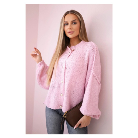 Wool sweater with decorative buttons light powder pink