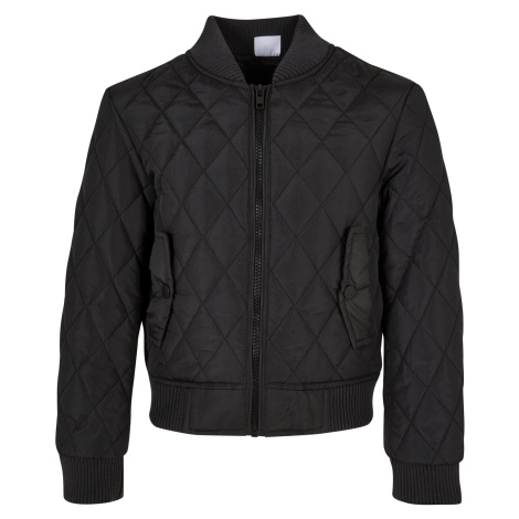 Girls' Diamond Quilt Nylon Jacket Black