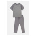 Dagi Gray Raglan Sleeve Jacquard Pajamas Set