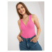 Ružové dámske rebrované body s výstrihom NM-BO-L55093.29-pink